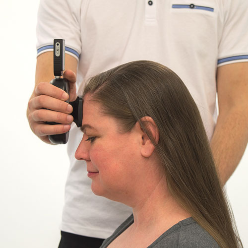 Hand Held Dynamometer in use for Neck Flexion