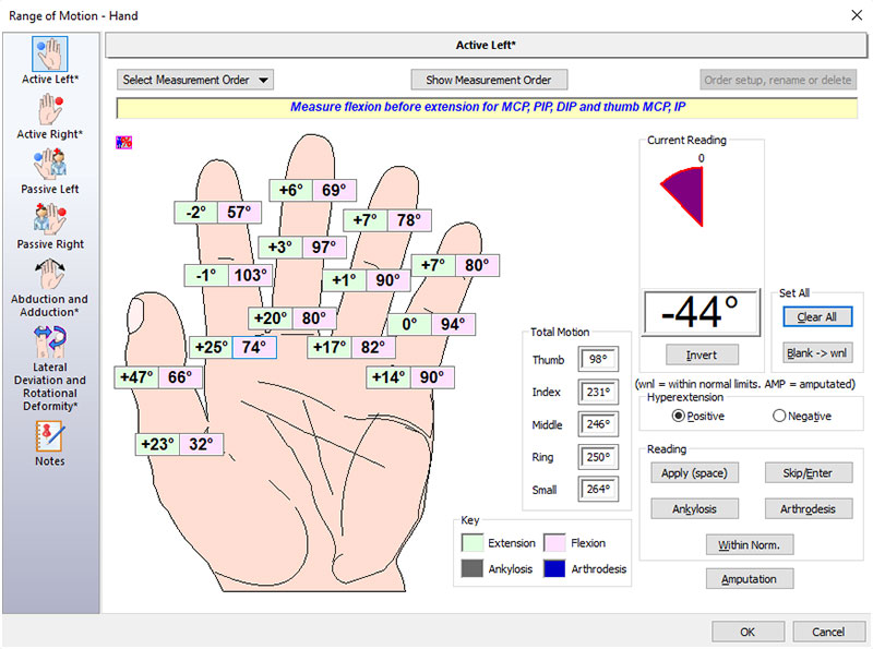 Hand (Fingers and Thumbs) ROM Measurements
